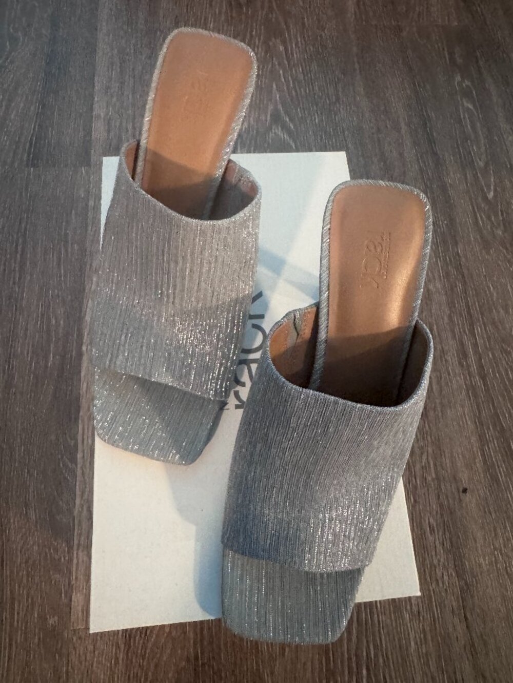 NWT Nordstrom Rack metallic silver knit mule size 9.5 Brand New